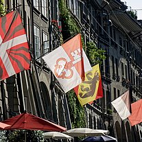 Fahnen an den Häusern