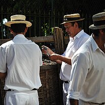 Korbfahrer von Monte spielen Karten